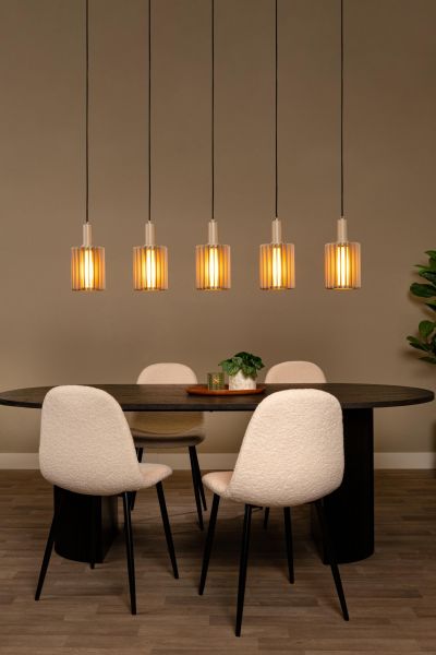 Lucide LAMBRES - Pendant light - 5xE27 - Taupe